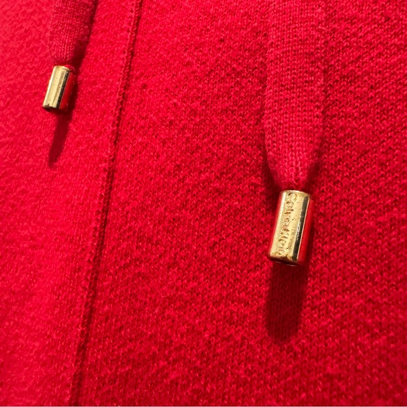 Calvin Klein Red Knit Hoodie Pullover Sweater Women’s Size S - Picture 5 of 7